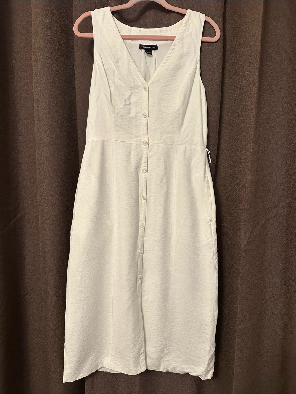 Something Navy White Button-Front Sleeveless Dress